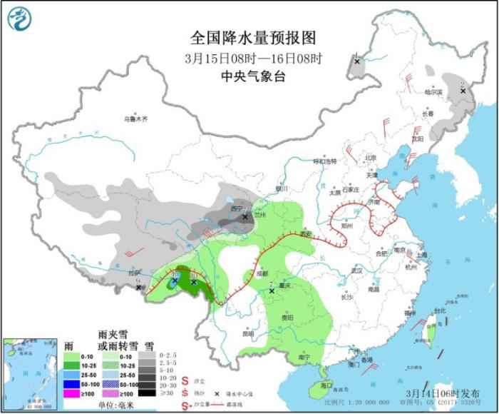 青藏高原有明显降雪 冷空气影响中东部地区